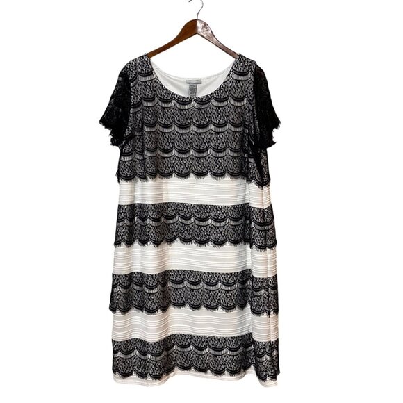 Catherines Dresses & Skirts - Black & White Lace Overlay Dress By Catherines 2X 22/24W Polyester/Spandex Blend
